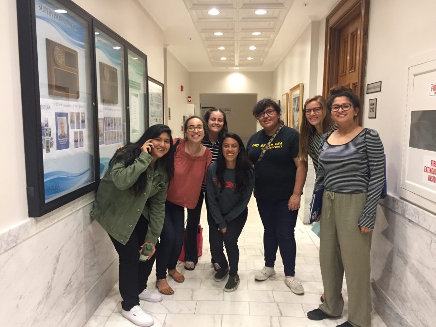 From left to right, Senior Desiree Estrada, CAUSE Leader Lucia Marquez, Junior Jordan Pollock, Senior Maya Espinoza, Senior Maritza Duran, Junior Kate Marsden, and Senior Maria Palomino.
Photo from: Lucia Marquez