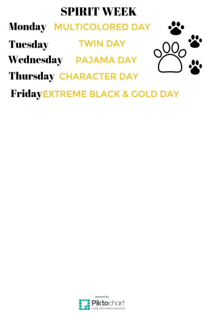Here are the following days for Spirit Week next week. Make sure to tag The Cougar Press in your best spirit day photos for a chance to win the Spirit Week Photo Contest.