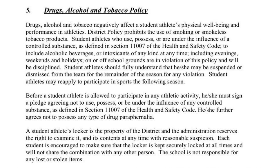 This is the form addressing drug and alcohol use that is part of the athletic clearance packet given to all VHS athletes. 
Infographic from: VUSD