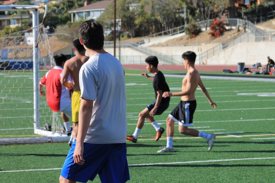 Sometimes during practice, the boys scrimmage each other to practice their skills.
Photo by: Hector Heredia