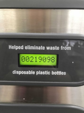 The hydration station in the cafeteria has already helped eliminate the use of 219098 plastic water bottles and more on campus could definitely help VHS be an environmentally greener campus. Photo by: Brooke Newman
