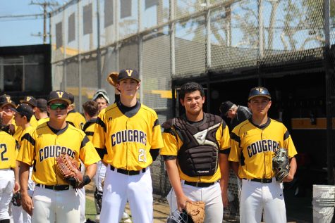 The varsity team captains (from left to right): Seniors Gabe LeVasseur #9, Blake Corsantino #20, Manny Jaques #25, and sophomore Andrew Ramirez #23.