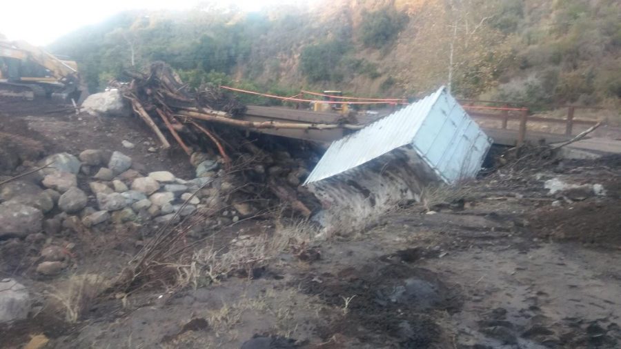 Bridge in Carpinteria devastated by the mudslides. Photo by: Christian Caudillo