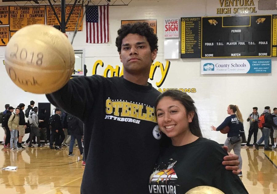 The winners of the dunk contest are both student athletes at VHS graduating this school year. Photo by: Avenlea Russian