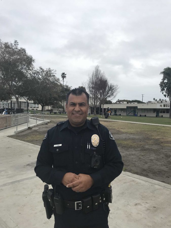 Gomez is also on campus to mentor, council or answer any questions students may have regarding law enforcement. Photo by: Acacia Harrell
