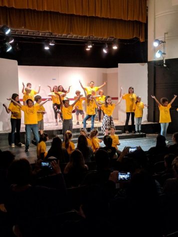 The oldest kids that attended the theater camp performed a kick line. Photo by: Stefoni Rossiter