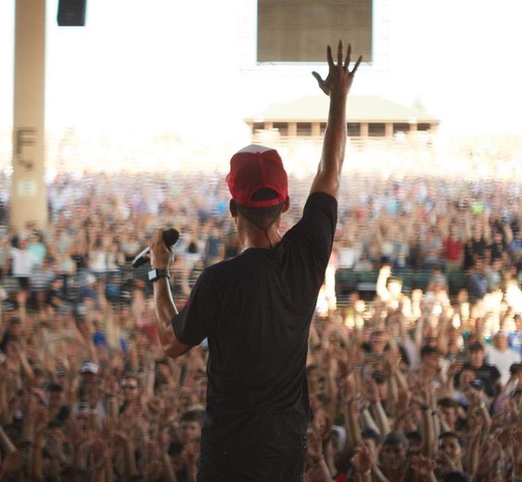 KYLE performing at the Shoreline Ampitheatre at Mountain View. The rapper has stated that he has a speech impediment and during his youth was bullied because of it. Photo credit: @superdupermaxx on instagram