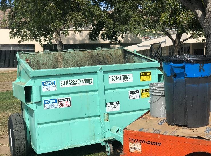 The buckets of trash that are shipped away after lunch pictured here. Photo by Caroline Marsden