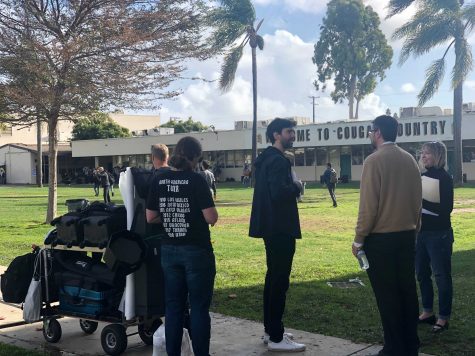 The crew speaking with VHS Assistant Principal Chris Murphy, in charge of curriculum and instruction. Photo by: Sarah Clench