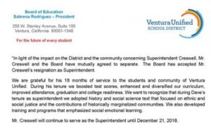 Creswell resignation accepted, Dr. Jeff Davis interim superintendent
