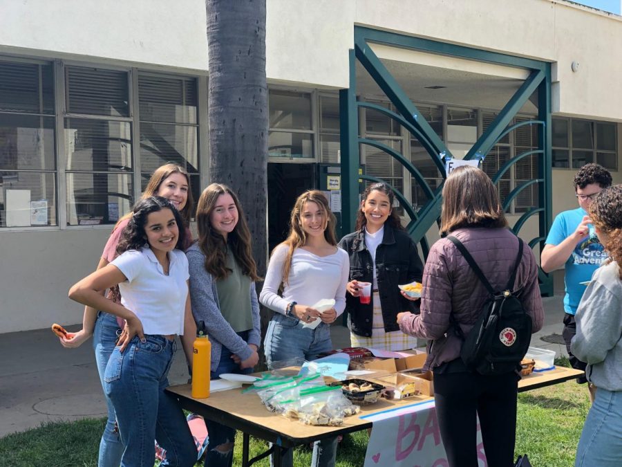 Ventura High School holds a food fair twice a year every year so that teams and clubs can raise money. Junior varsity and varsity team members from the cheer team sold baked goods. 
 Photo by Sarah Clench