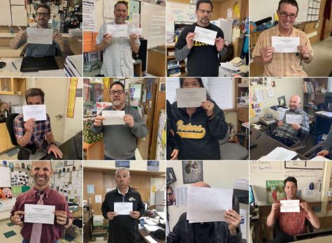 Some of the teachers that participated in the Pie-A-Teacher Fundraiser. Photo by: Bailey Castro