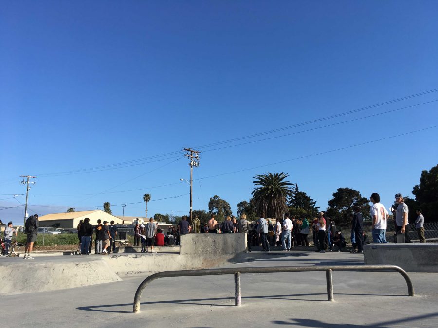 Local+skaters+come+together+on+Tues.+April+16+to+discuss+and+push+for+an+expansion+to+Venturas+West+side+skate+park.+Photo+by%3A+Malik+Hibbler