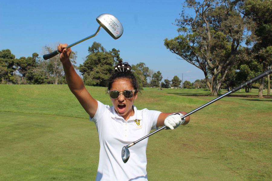 I joined golf to try something brand new as I came into freshman year, explains Junior Lili Ramos. I wanted to meet new people and grow closer to my grandpa since he also plays golf. Photo by: Anna Guerra