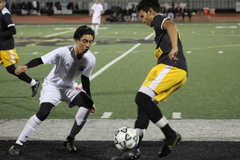 Senior, Brian Rea playing defense and juggling the ball away from Carpinteria. Head coach, Claudio Lonardo, commented,