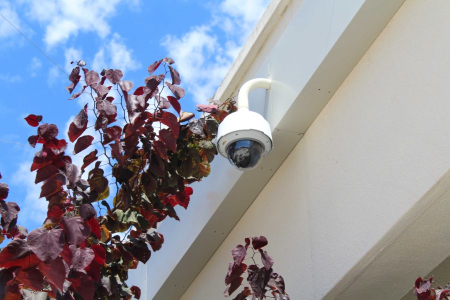Security+camera+that+overlooks+the+schools+cafeteria+area.+Photo+by%3A+Riley+Ramirez