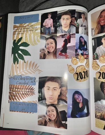 The yearbook page with categories for Best Dancer (top) and Most Likely to be a TV Star (bottom) contained stickers covering the original superlatives. Photo by: Anna Guerra