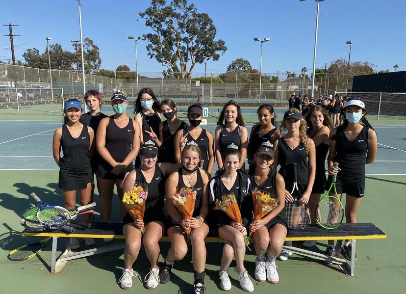 After a 15-3 win against cross town rivals Buena high school the VHS girls tennis team get ready to move onto CIF games. Photo from the VHS girls tennis team Instagram account @vhs.girls.tennis