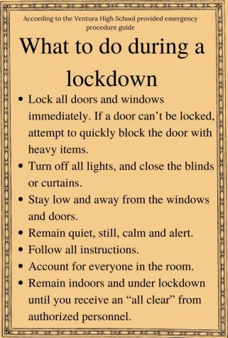 During lockdowns, students are instructed to turn off the lights and hide in their classroom to stay safe. Infographic by: Livia Vertucci
