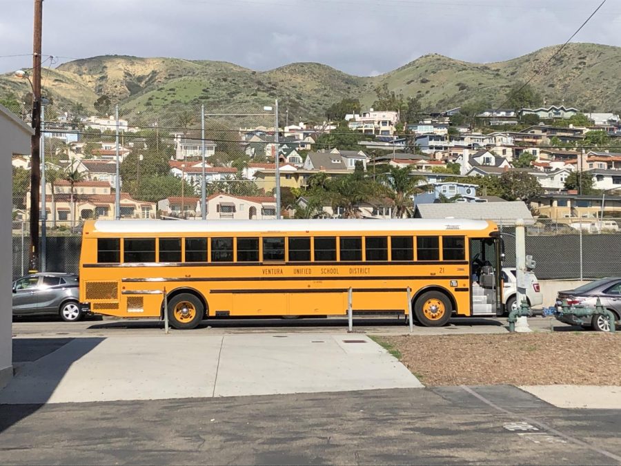 According to the VUSD Transportation Department, this model of school bus (type D) can hold up to 76 people. Photo by: Alejandro Hernandez.
