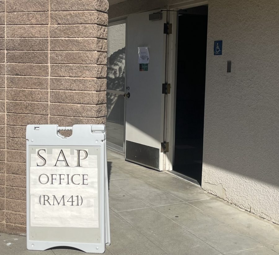 The Student Assistance program (SAP) office is located behind the cafeteria, near the big theater in room 41. Photo by: Ava Mohror
