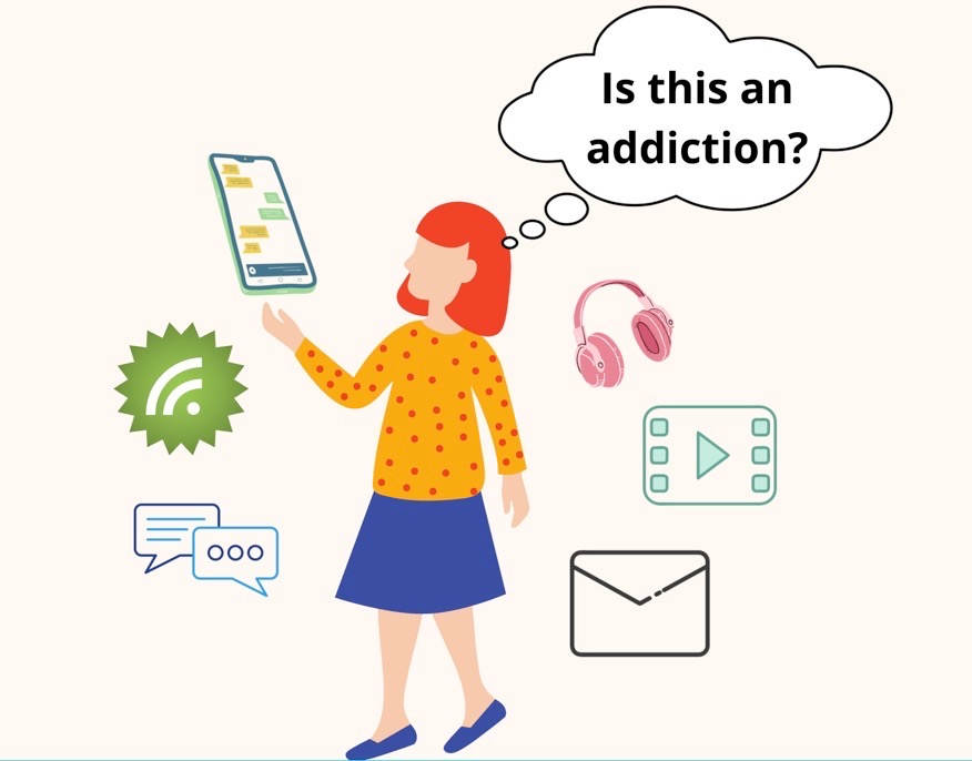 Addiction doesnt seem like the proper word to me, when I am out with friends I dont touch my phone nearly as much as adults make it out to be, said Garcia. Graphic by: Ava Mohror