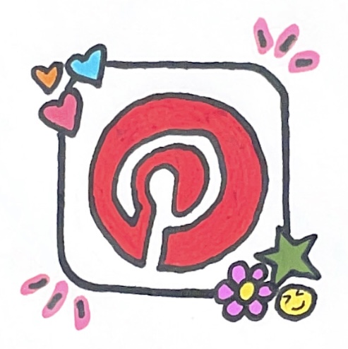 The Pinterest Logo in a new light showing all the beautiful parts of Pinterest. Drawing by: Belen Hibbler