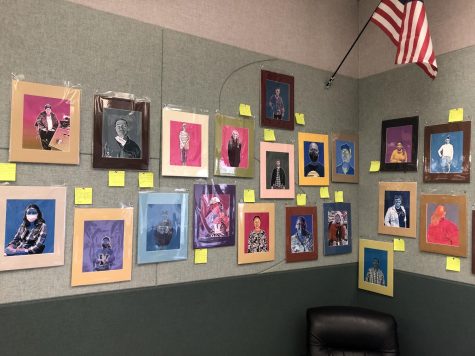 Digital Art & Design has some of their vexel art on display at the Ventura High School front office, which was taken from a recent assignment. Photo by: Alejandro Hernandez