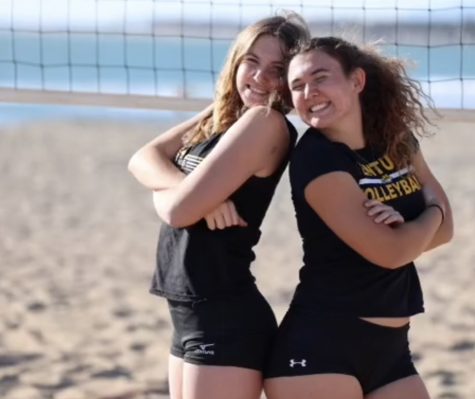 “My hopes for the season is that everyone has so much fun learning the ins and outs of beach volleyball, and that we catch a few dubs along the way,” said Olivia Sletten. Photo from: @vhs_beachvb via Instagram