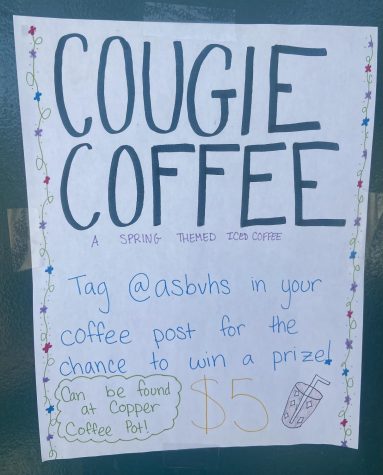 One of the many posters students walked past advertising the new Cougie coffee. Photo by: Livia Vertucci