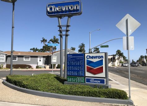 On April 12 at the Chevron on East Main Street in Ventura, the price of regular fuel was $5.79 per gallon. According to the U.S. Energy Information Administration, that price is over a dollar more expensive than the average California gas price of Feb. 2022. Photo by: Alejandro Hernandez