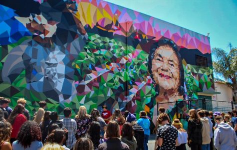 On June 1 at 11:30 a.m, the Dolores Huerta Unity Mural ribbon cutting ceremony took place at Ventura High School. The mural was created by Mauricio Ramirez after planning with junior Mateo Navarro. Photo By: Adi De Clerck