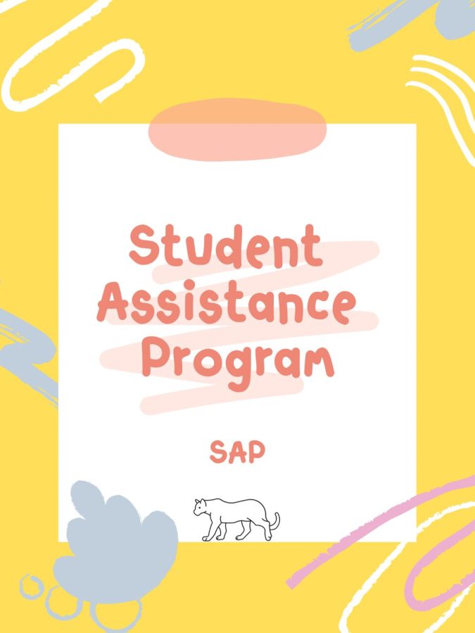 Student Assistance Program (SAP) counselor Sheri Werner said, SAP is the Student Assistance Program. Im here full time and Ms. Freeman is here Tuesdays and Thursdays. Graphic by: Kendall Garcia
