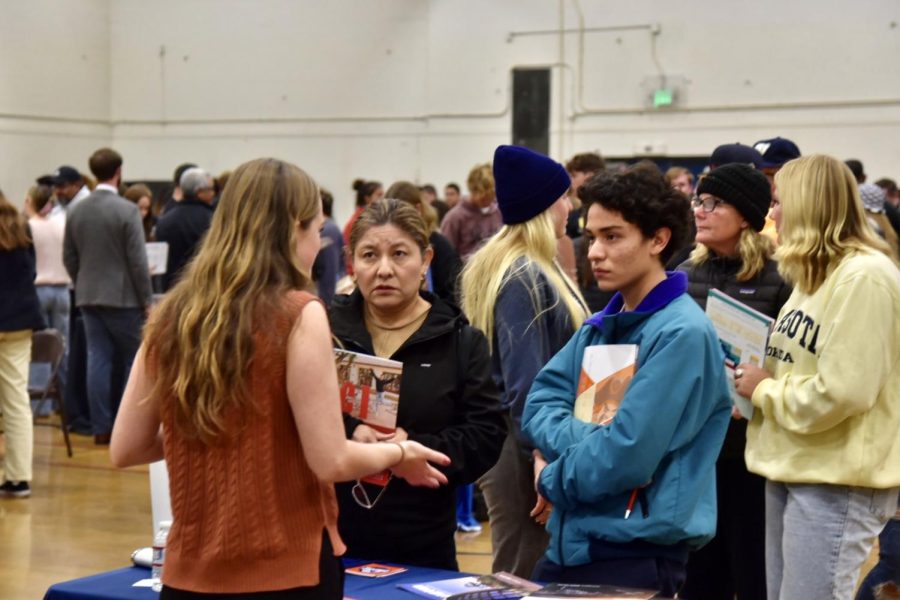 The Ventura Area College Fair, which was hosted by Ventura High School in the Main Street Gym, provided college information to local high school students. Photo by: Adi De Clerck