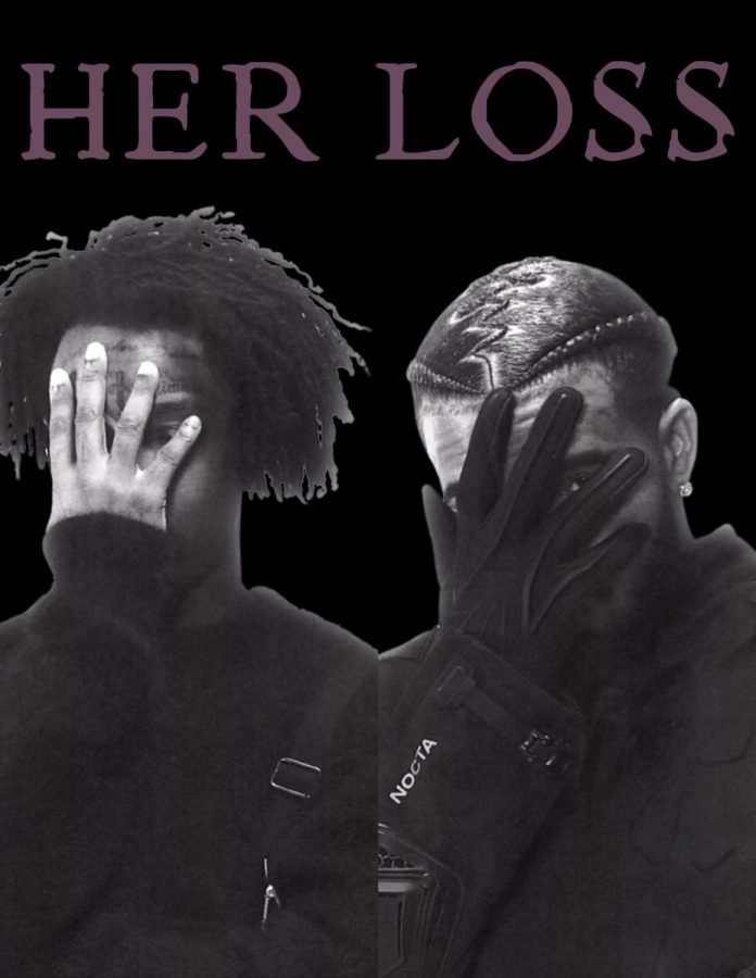 The album cover of Her Loss is Qui Yasuka, who is better known as Suki Baby on social media. She is seen with colorful eyelashes and jewelry in her mouth. Cal Harrison 24 said, This album cover is so bad. It could have been so much more aesthetically pleasing. Graphic by: Lourdes Almalab