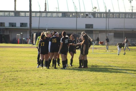 The VHS Girls’ Frosh/Soph Soccer team played against Camarillo High School on Dec. 14 on the VHS baseball field. Photo by: Leslie Castro