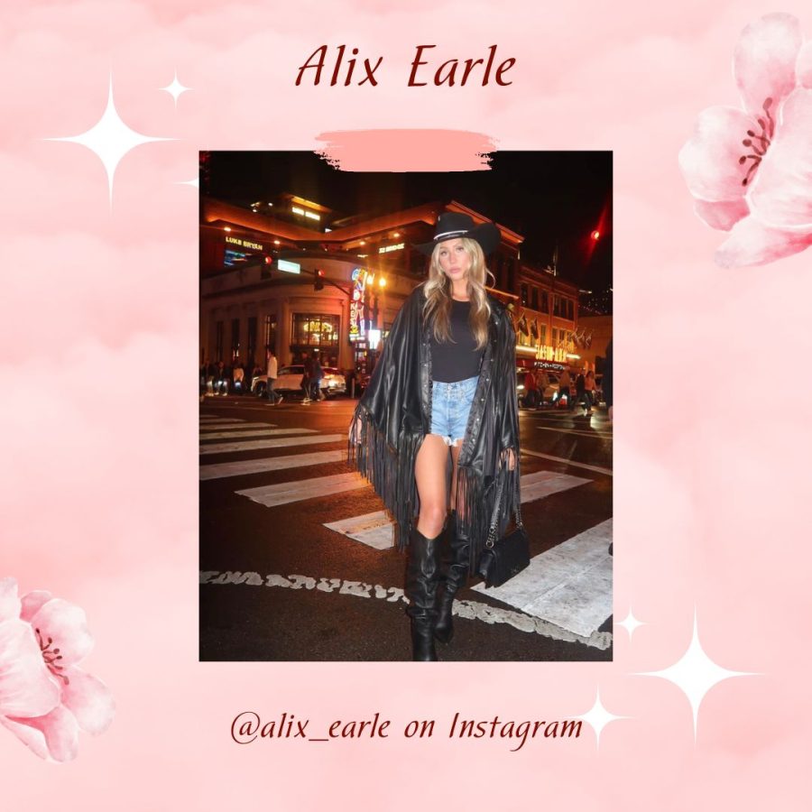 TikTok+influencer+Alix+Earle+who+goes+by+%40alixearle+on+the+social+media+platform+has+been+dominating+the+GRWM+%28get+ready+with+me%29+trend+since+December+of+2022.+Graphic+by%3A+Ella+Duncan