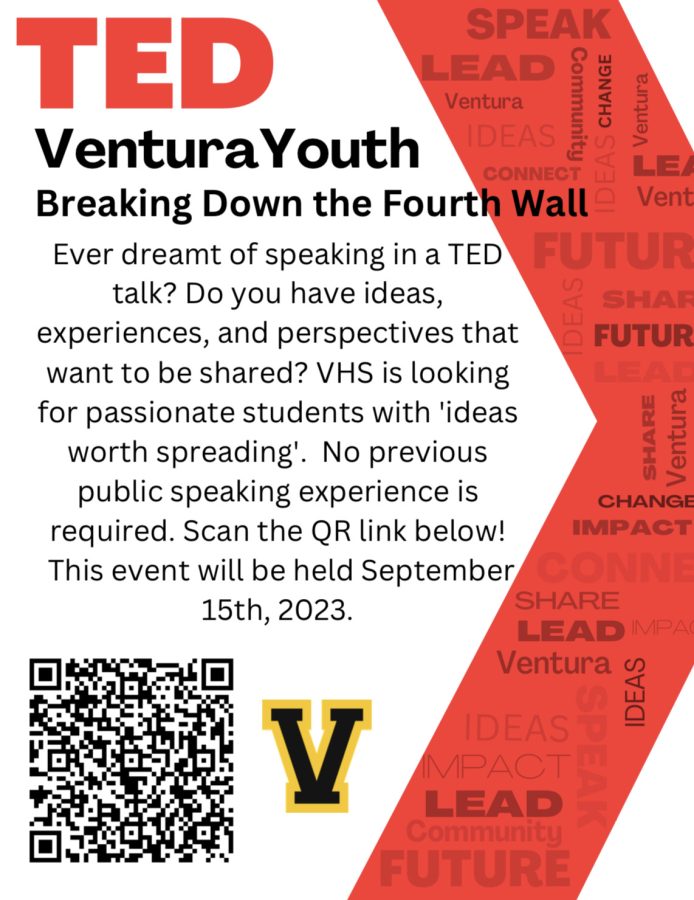 Students can submit their interest to participate in the VHS TedxYouth event by scanning the QR code and completing the embedded Google form.  The deadline to submit the form is June 1. Graphic by: Emily Sehati