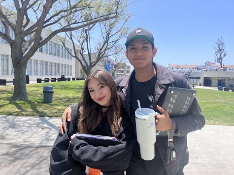 Maliah Taylor ‘24 and Nico Gonzalez ‘23, left to right. Taylor said, “I’m not going to miss anything because I know my junior year is way harder than my senior year. Finals are super stressful. I hate finals so much. [I’m looking forward to] getting my license and more freedom.” Photo by: Soraya Stegall
