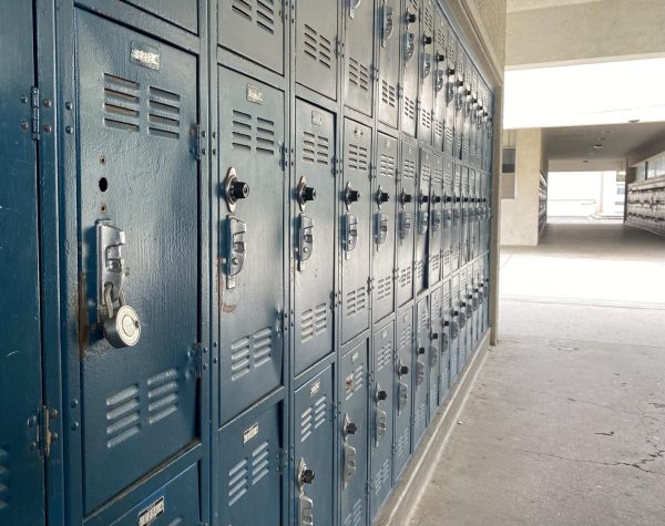 Lockers are automatically assigned to underclassmen on the first day of school, which provides a secure and local place for storing equipment. Photo by: Nathan Lopez