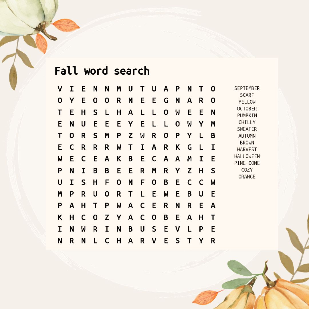 Fall word search