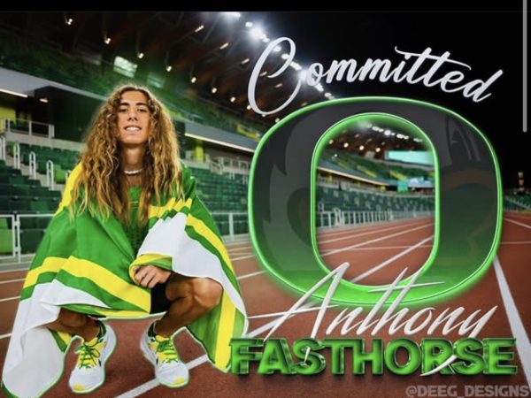 Anthony Fasthorse posted this picture to announce his commitment to the University of Oregon. Graphic by: Deeg Designs
