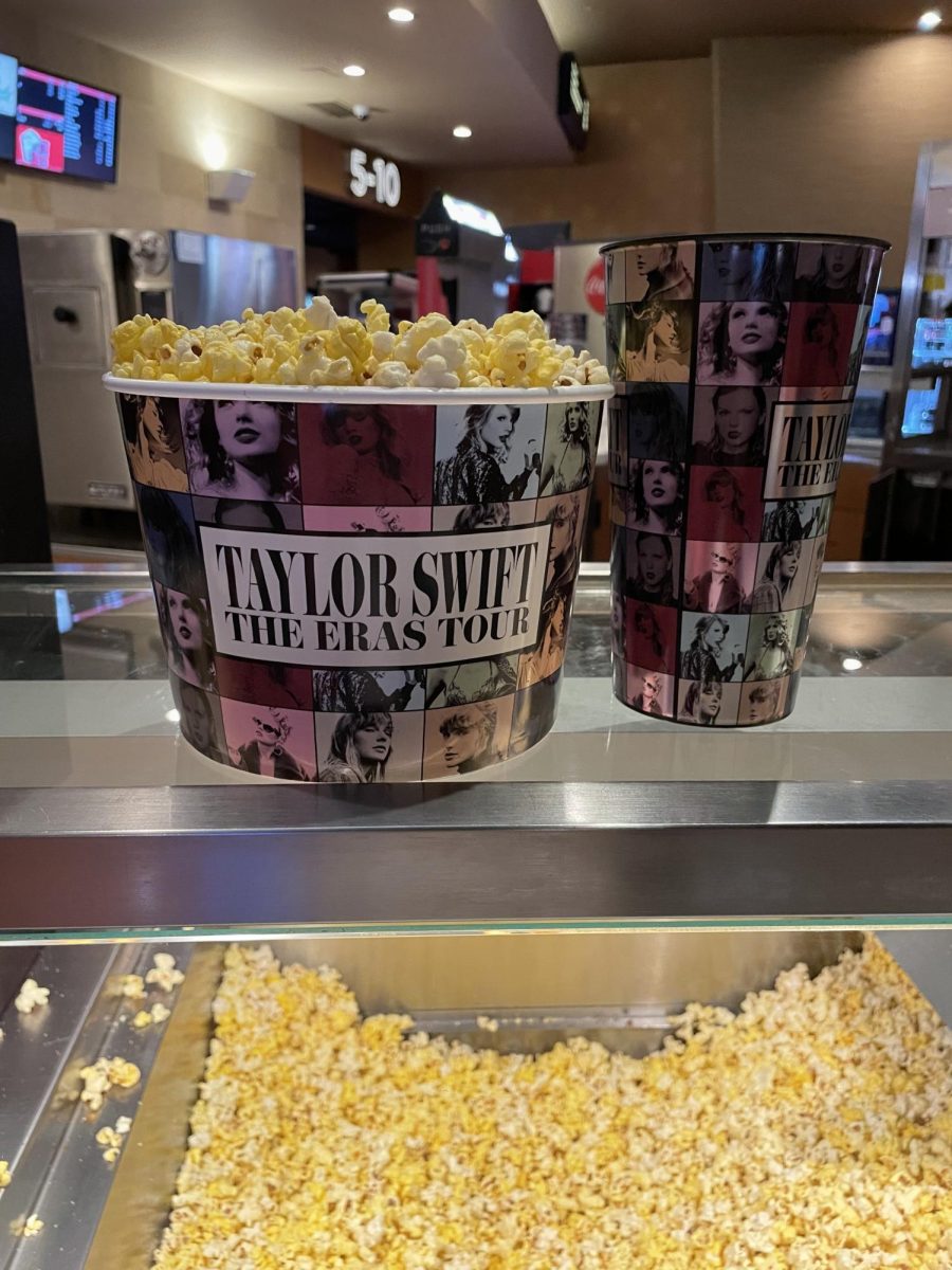 Popcorn buckets and re-usable cups available for purchase at Cinemark Theaters. Photo by: Journey Quan
