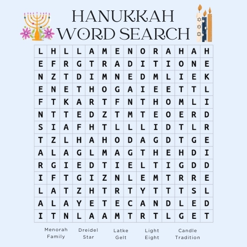 Hanukkah word search