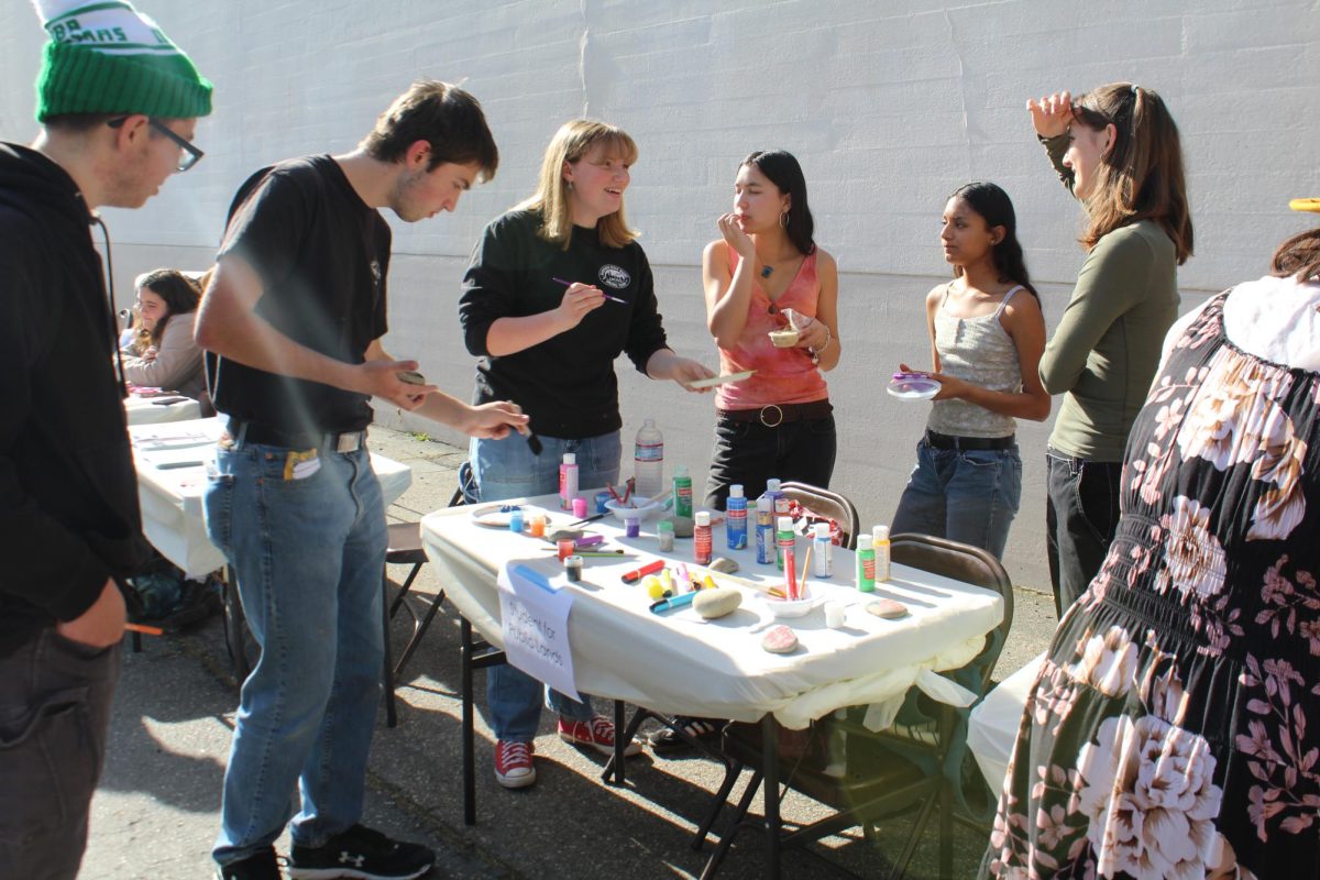 Global World Action Team (GWAT) was one of the many clubs who set up a mental health activity. They set up a rock painting stand. Photo by: Ava Blau-Grinsel
