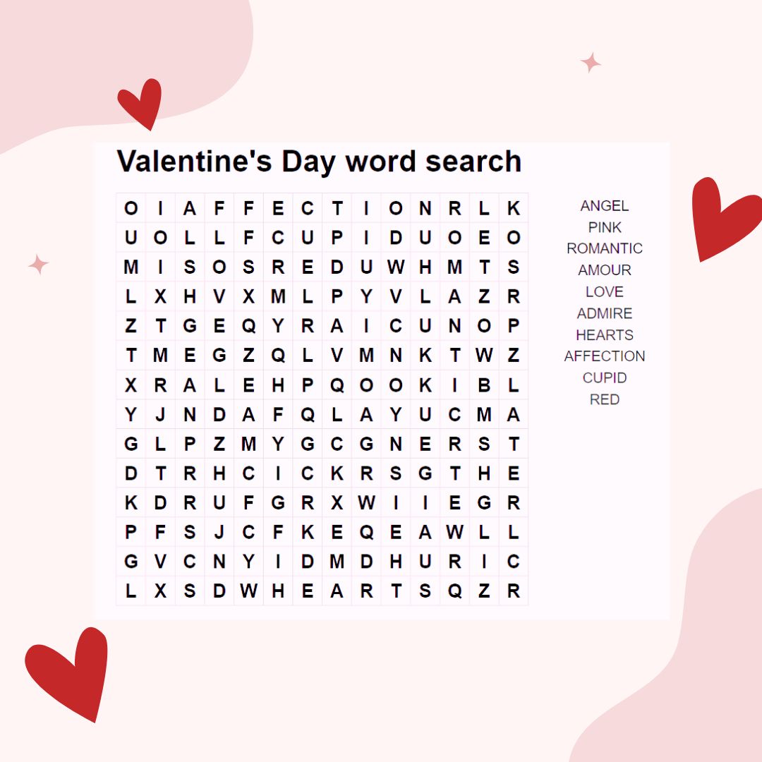 Valentines Day word search