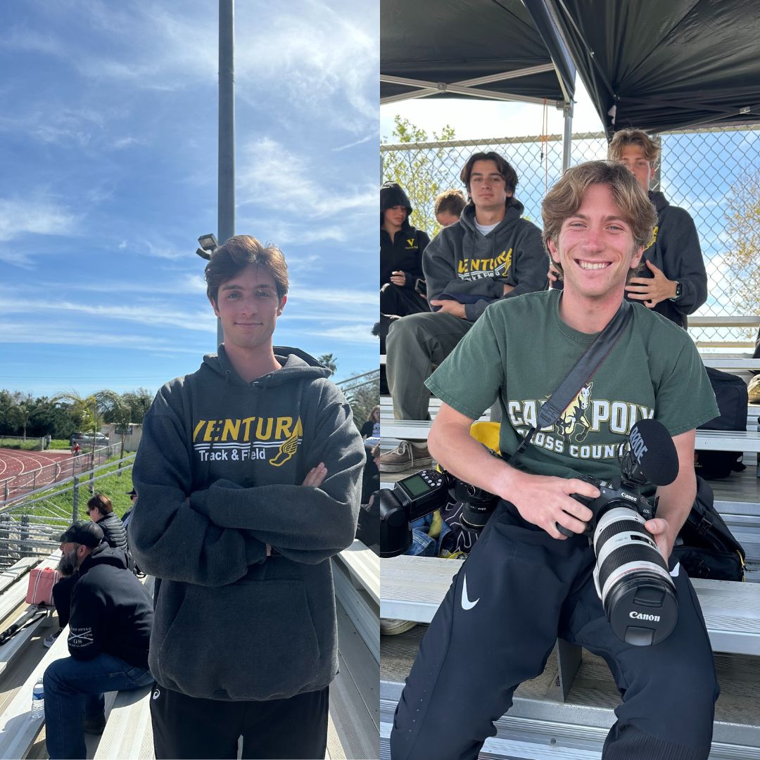 Micah Grossman 24 is now currently competing in his fourth track season at VHS while Nick DeGeorge 24 is taking the media for the track events that VHS attends. Photo by: Alexis Segovia
