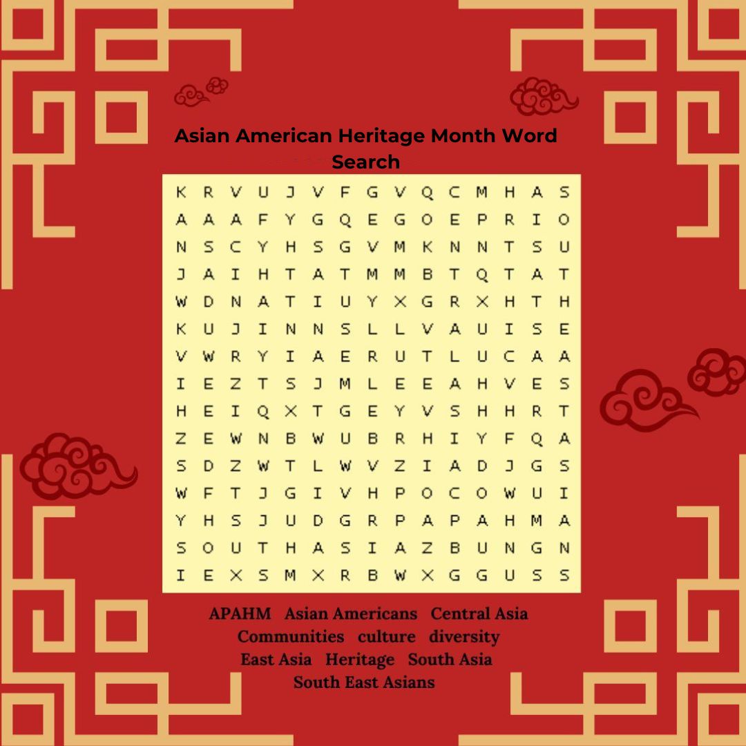 Asian American Heritage Month word search
