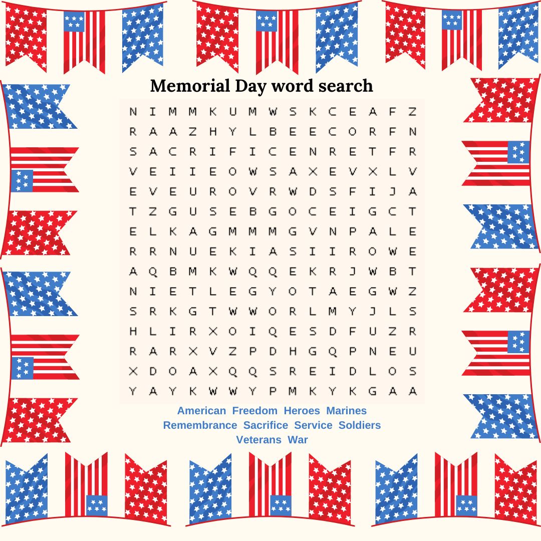 Memorial Day word search