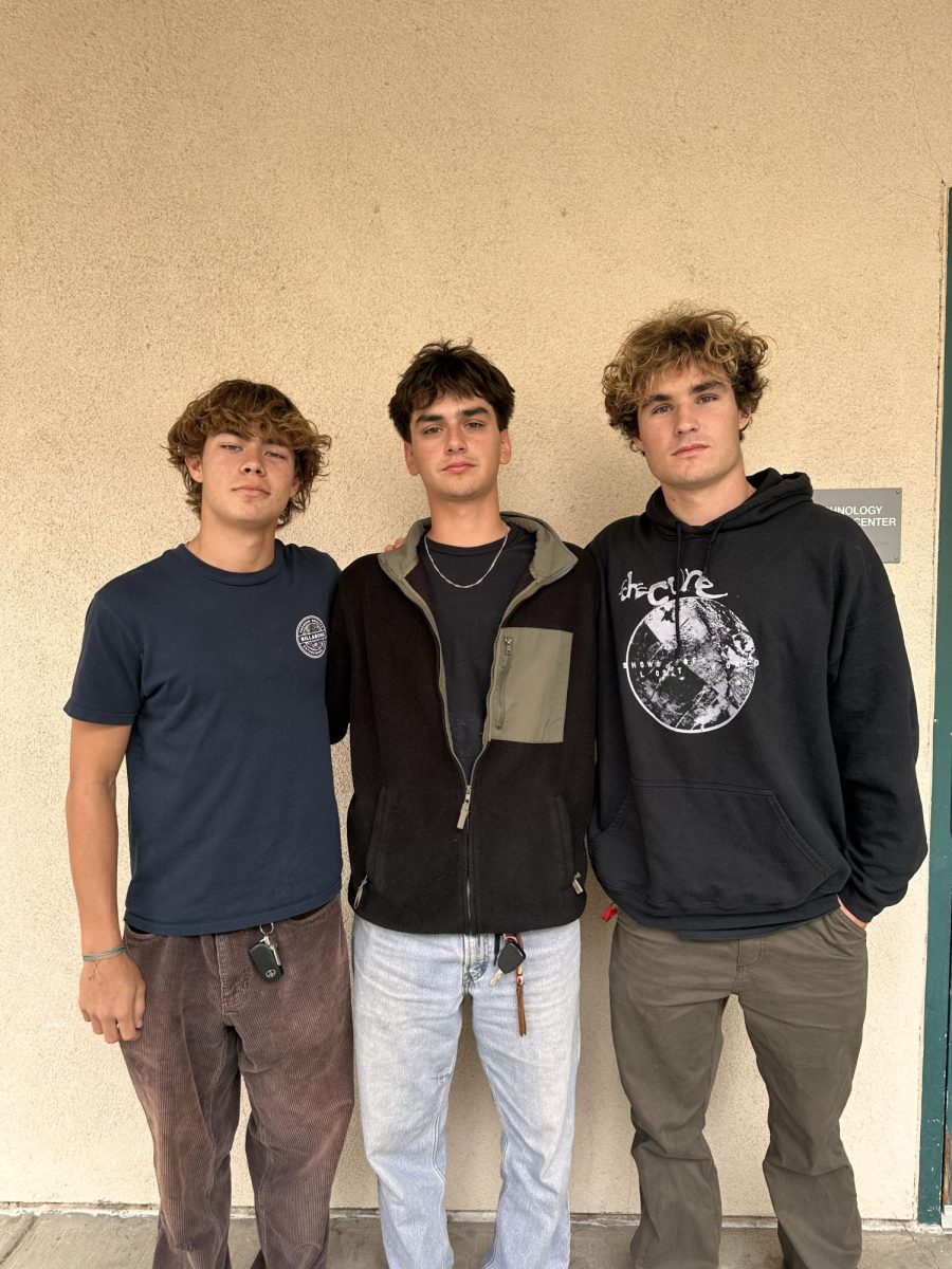  [left to right] Liam Kanase ‘25 said, “I got my mom flowers and a card.” Brayden Rocco ‘25 said, “ I got my mom flowers and a bundt cake.” Cole Loomis ‘25 said, “I got my mom flowers and a card.”
